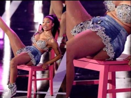 A picture of Nicki Minaj's butt stretching while she was performing in the event.